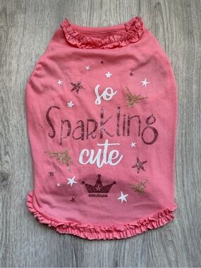 So Sparkling Cute Graphic - Pink Ruffle Pets/Small Dogs Top w/ Glitter - size XS